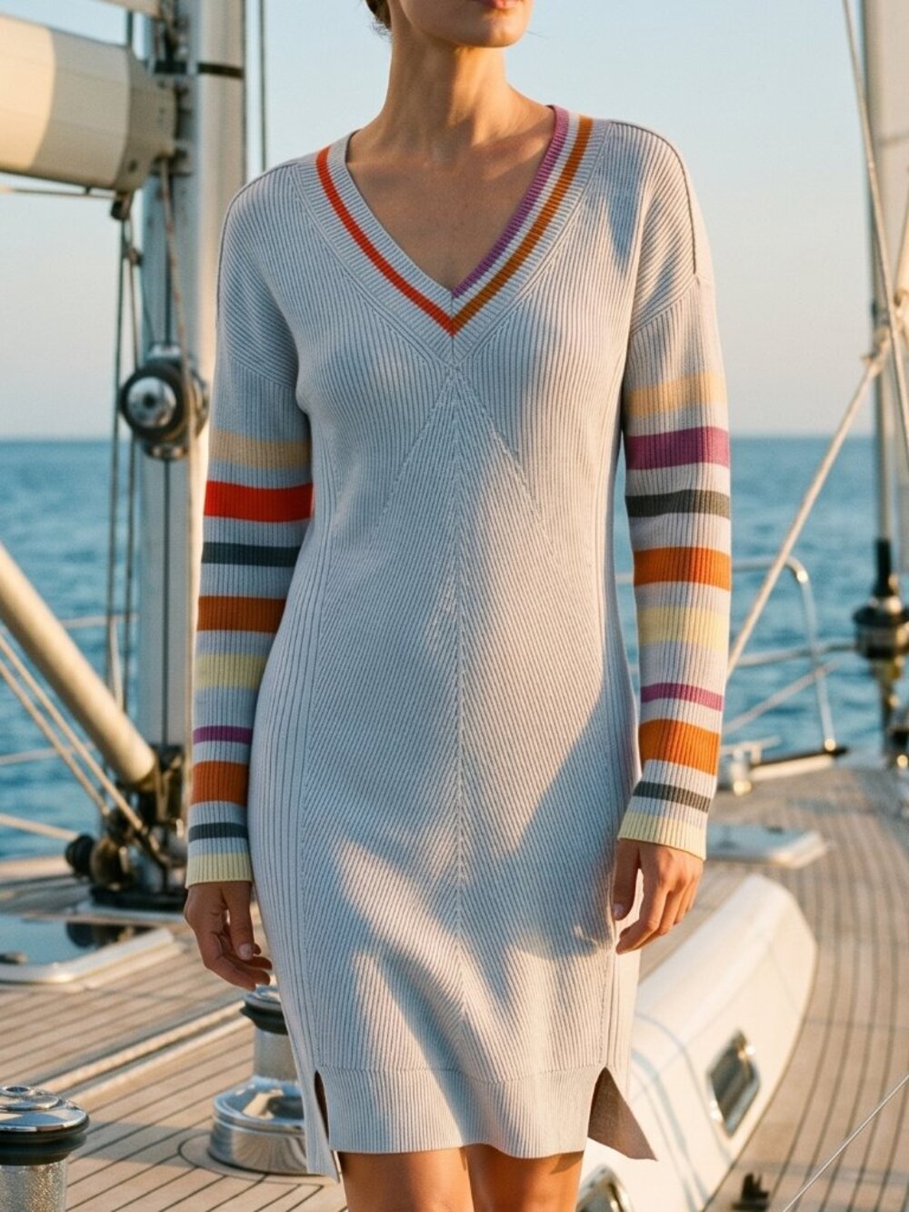ANTHROPOLOGIE Daily Practice v-neck bodycon knit dress XS